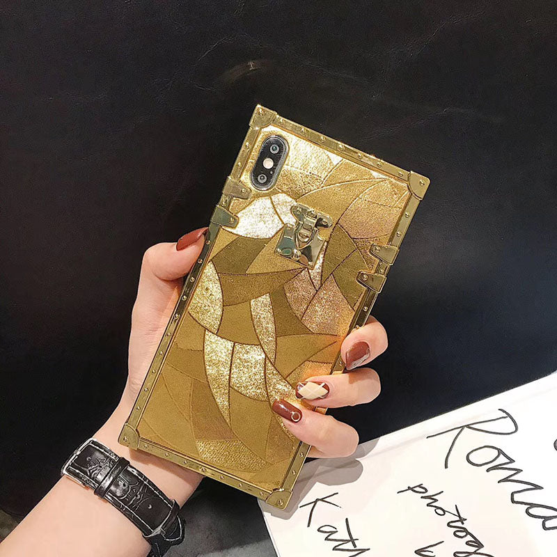 2021 Luxury Brand Glitter Gold Square Phone Case For Samsung - GiftJupiter