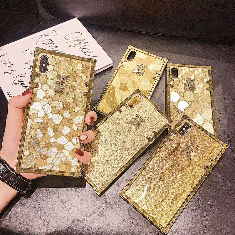 2021 Luxury Brand Glitter Gold Square Phone Case For Samsung - GiftJupiter