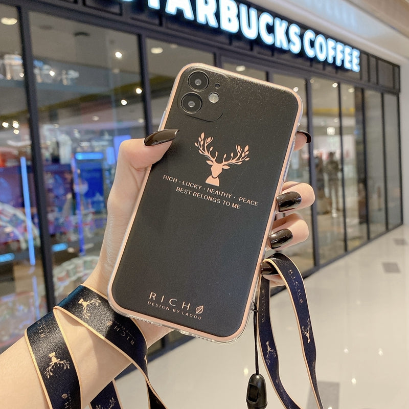 Luxury 3D Printing High Quality PU Leather Deer Phone Case for