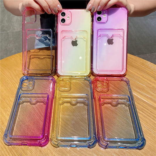 2021 New Colorful Card Slot Silicone Phone Case For iPhone - GiftJupiter