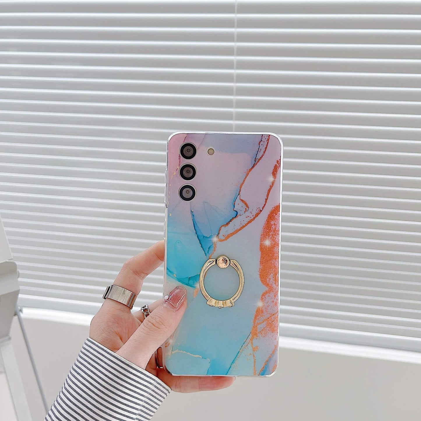 2021 New Marble Pattern Shell Ring Silicone Phone Case For Samsung - GiftJupiter