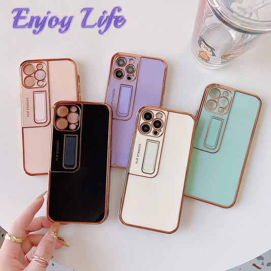 2021 New Invisible Bracket Electroplated Silicone Phone Case For iPhone - GiftJupiter
