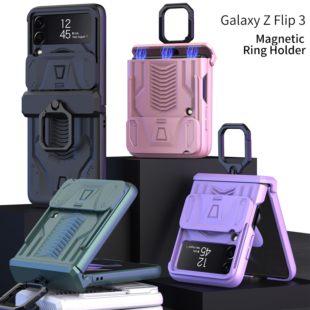 Magnetic Armor Ring Holder With Camera Protection Slide Samsung Galaxy Z Flip3 5G Case - GiftJupiter