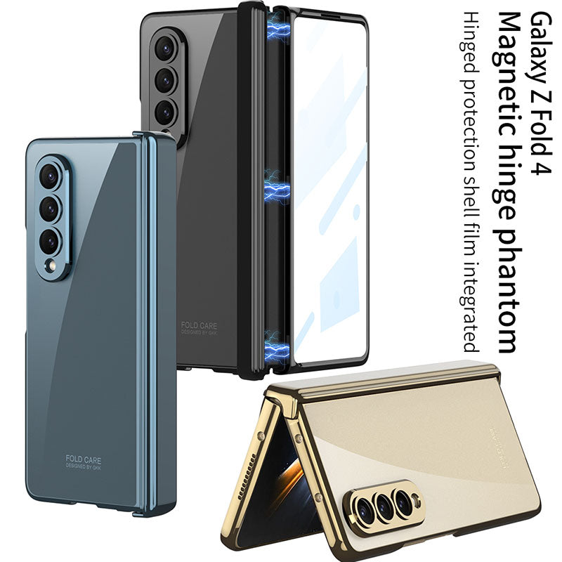 Magnetic Hinge Phantom Plating Cover With Back Screen Protector For Samsung Galaxy Z Fold 4 5G - GiftJupiter