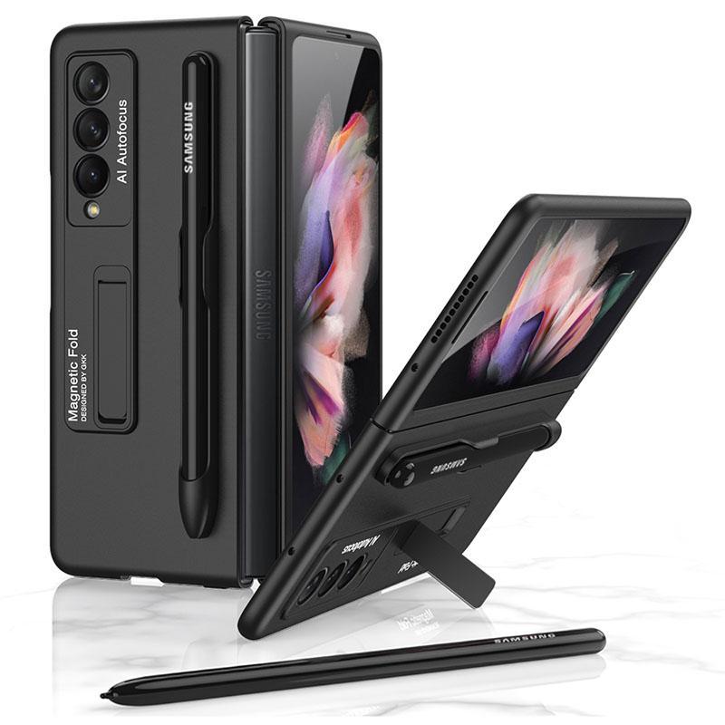 Magnetic Stand Holder Pen Slot Hard Protective Case For Samsung Z Fold 3 5G - GiftJupiter