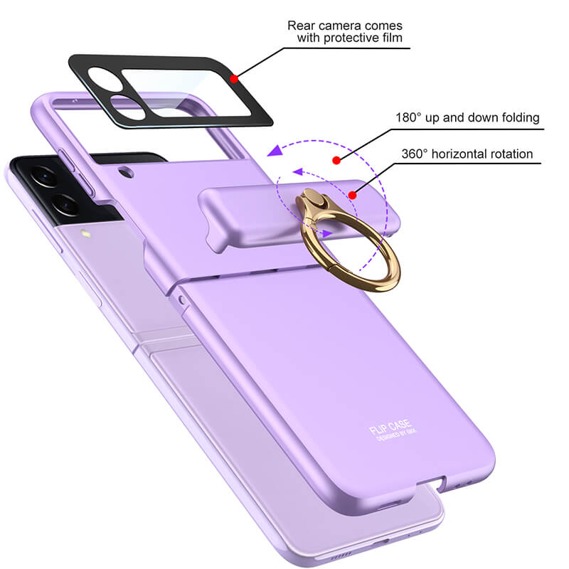 Magnetic All-inclusive Hinge Ring Holder Case For Samsung Galaxy Z Flip3 Flip4 5G - GiftJupiter