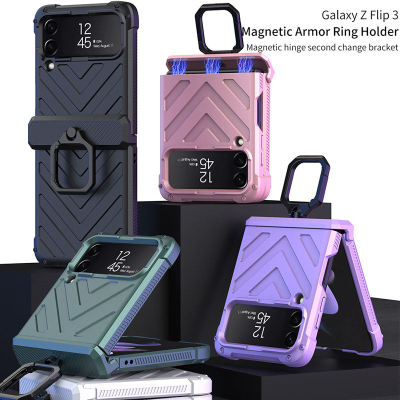 Magnetic Armor Ring Holder Case For Samsung Galaxy Z Flip3 5G - GiftJupiter