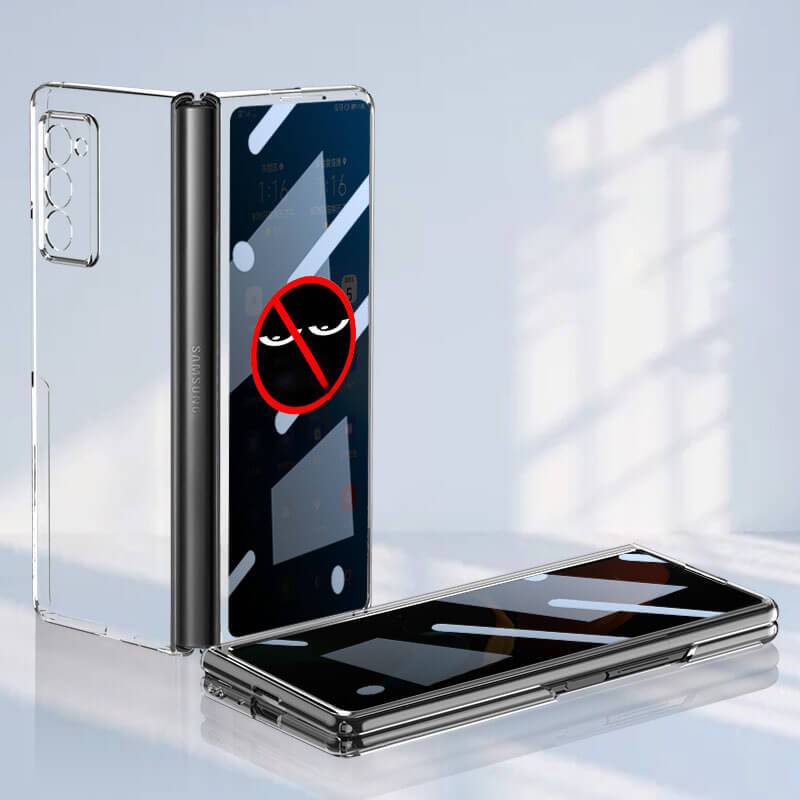 Leather Tempered Glass Case For Samsung Galaxy Z Fold 2 Luxury Carbon Fiber Plating Cover With Screen - GiftJupiter