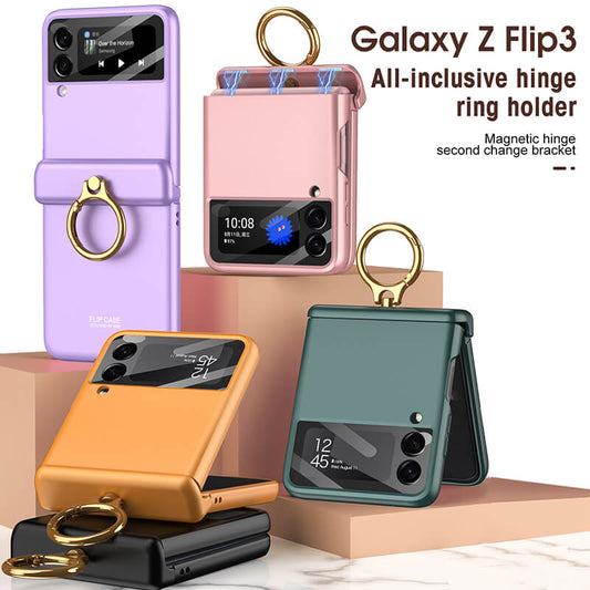 Magnetic All-inclusive Hinge Ring Holder Case For Samsung Galaxy Z Flip3 Flip4 5G - GiftJupiter