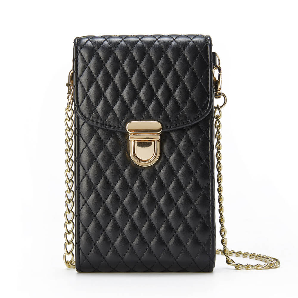 Premium Leather Phone Bag With Gold Chain - GiftJupiter