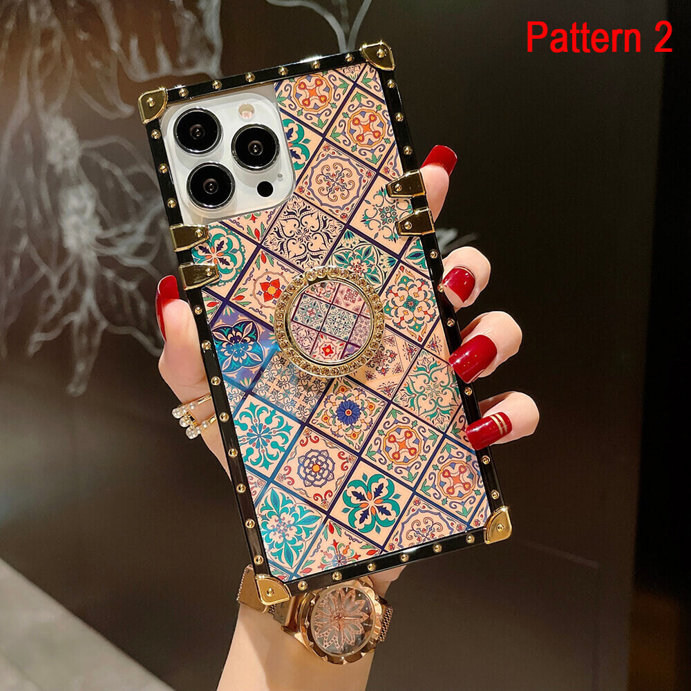 Bohemian Vintage Boho Style Phone Case with Ring for Samsung and iPhone