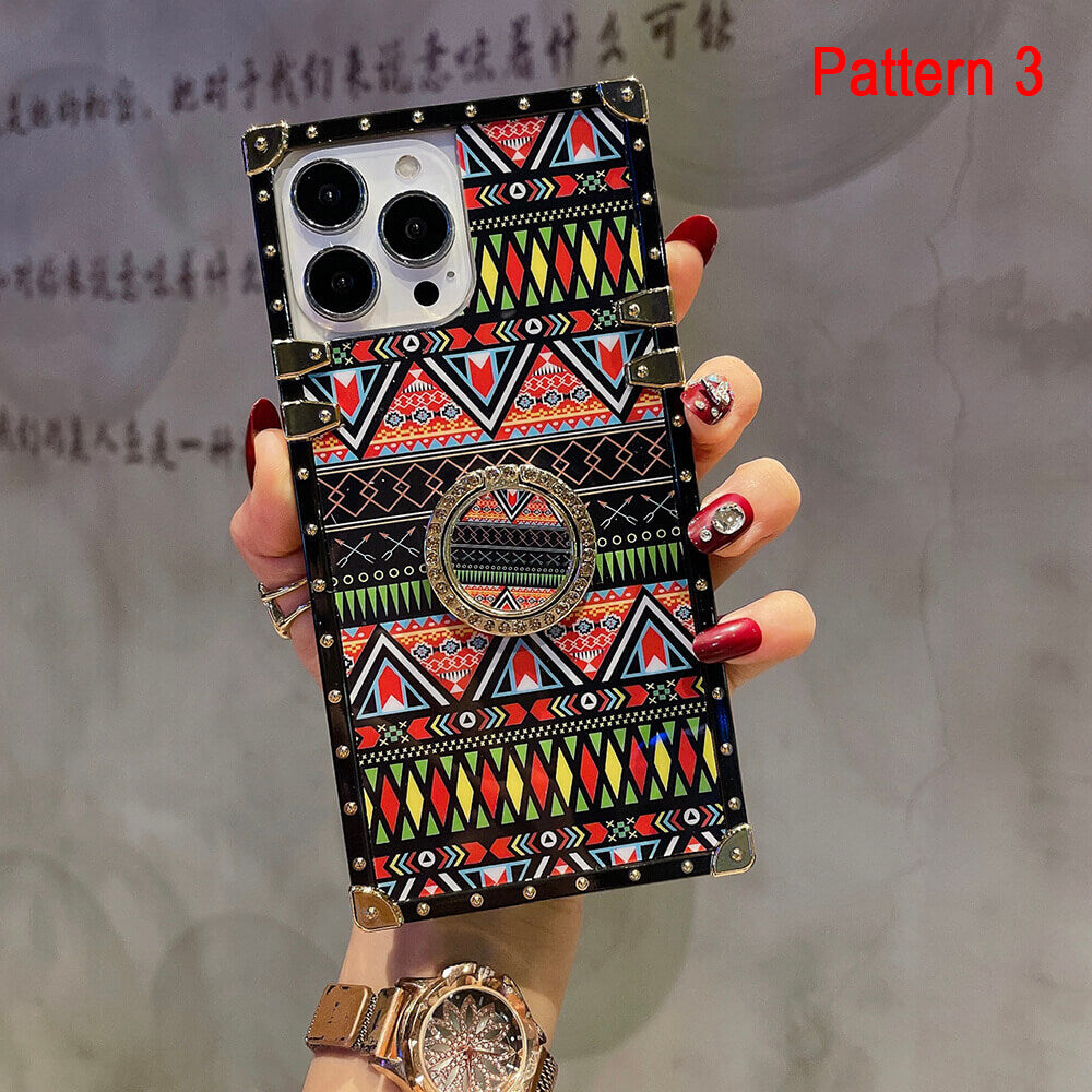 Bohemian Vintage Boho Style Phone Case with Ring for Samsung and iPhone