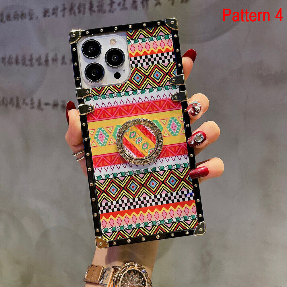 Bohemian Vintage Boho Style Phone Case with Ring for Samsung and iPhone