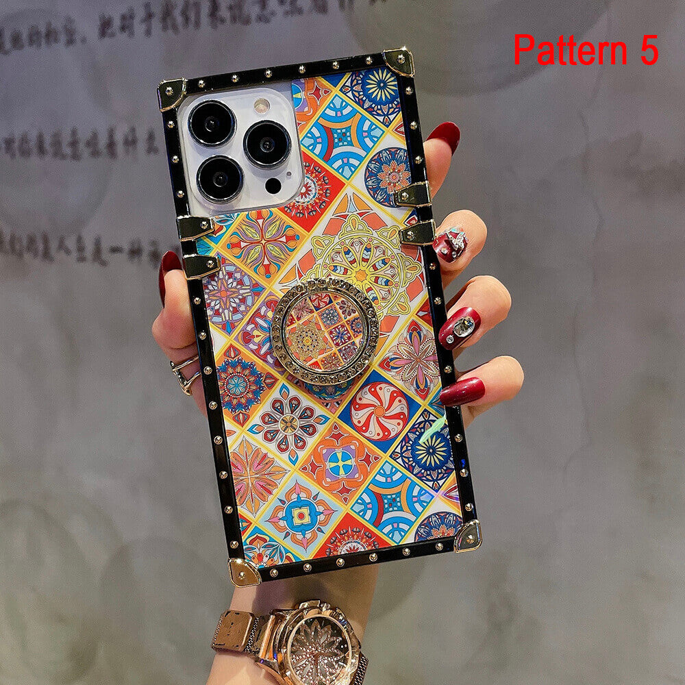 Bohemian Vintage Boho Style Phone Case with Ring for Samsung and iPhone