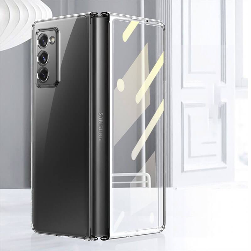 Leather Tempered Glass Case For Samsung Galaxy Z Fold 2 Luxury Carbon Fiber Plating Cover With Screen - GiftJupiter