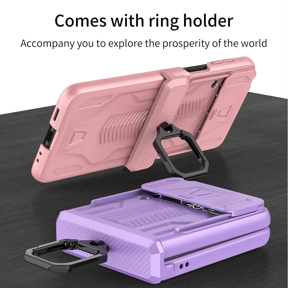 Magnetic Armor Ring Holder With Camera Protection Slide Samsung Galaxy Z Flip3 5G Case - GiftJupiter