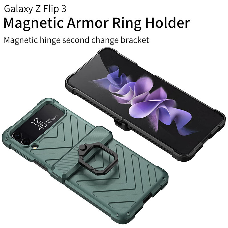 Magnetic Armor Ring Holder Case For Samsung Galaxy Z Flip3 5G - GiftJupiter