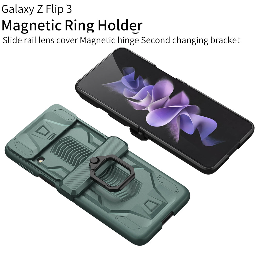 Magnetic Armor Ring Holder With Camera Protection Slide Samsung Galaxy Z Flip3 5G Case - GiftJupiter