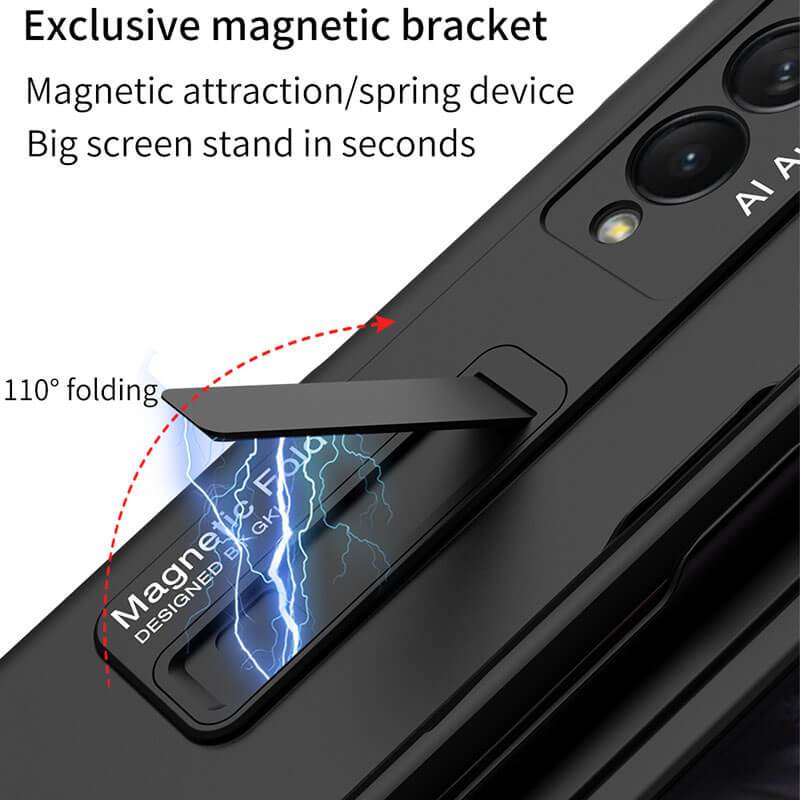 Magnetic Stand Holder Pen Slot Hard Protective Case For Samsung Z Fold 3 5G - GiftJupiter