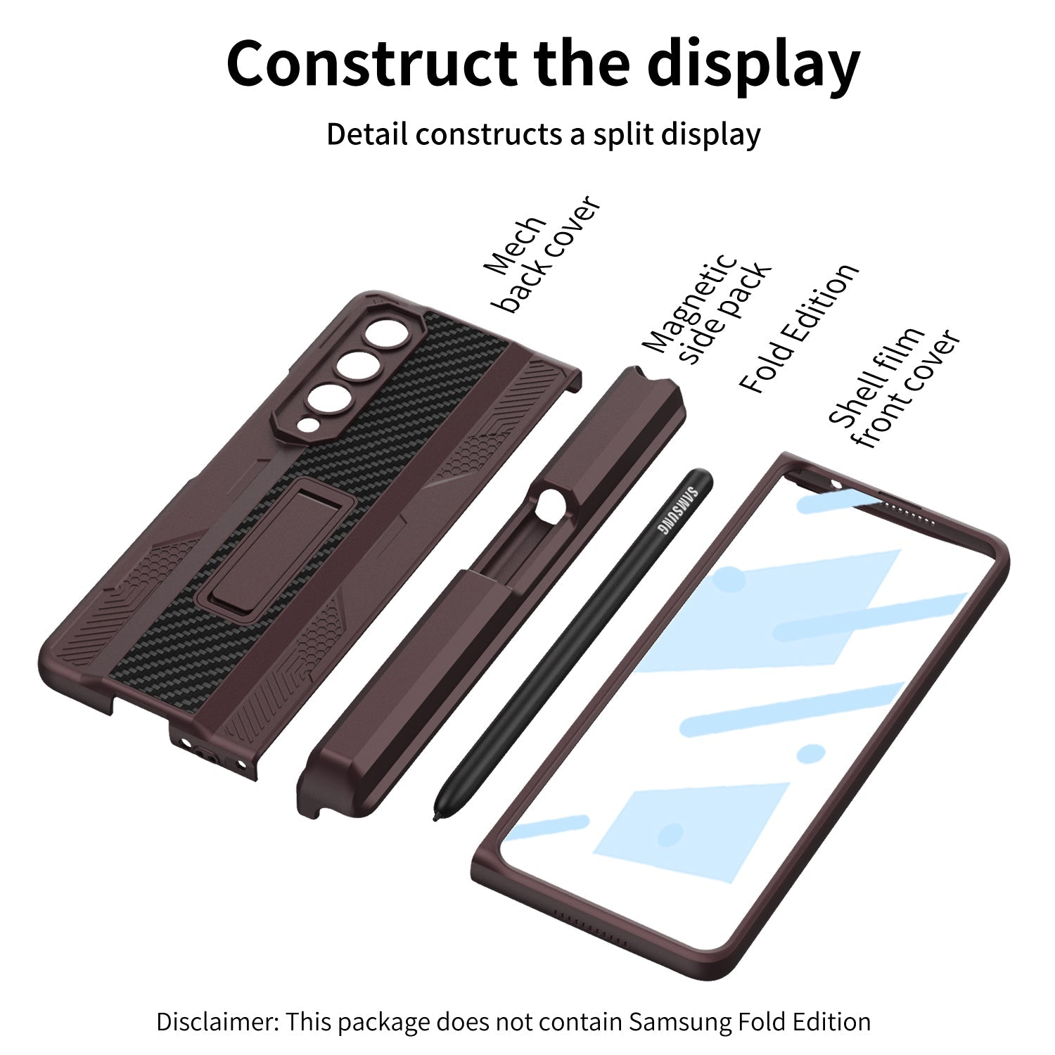 Magnetic Mech S Pen Slot Holder Case for Samsung Galaxy Z Fold4 Fold3 5G - GiftJupiter