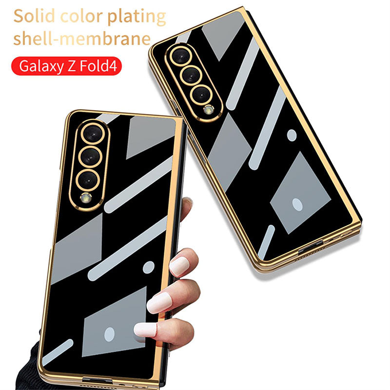 Light Luxury Style Solid Color Electroplating Cover With Back Screen Protector For Samsung Galaxy Z Fold 4 5G - GiftJupiter