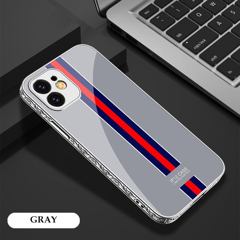 2021 Luxury Plating Anti-knock Carving Edge Protection Tempered Glass Case For iPhone - GiftJupiter