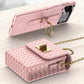 Luxury Leather Mini Phone Bag with Gold Chain For Samsung Galaxy Z Flip4 Flip3 5G - GiftJupiter