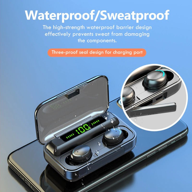 2021 New TWS Bluetooth 5.0 Headset 2200mAh Charging Box Wireless Headset 9D Stereo Sports Waterproof Earbud Headset - GiftJupiter