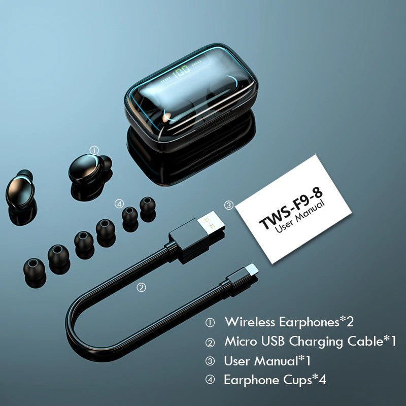 2021 New TWS Bluetooth 5.0 Headset 2200mAh Charging Box Wireless Headset 9D Stereo Sports Waterproof Earbud Headset - GiftJupiter