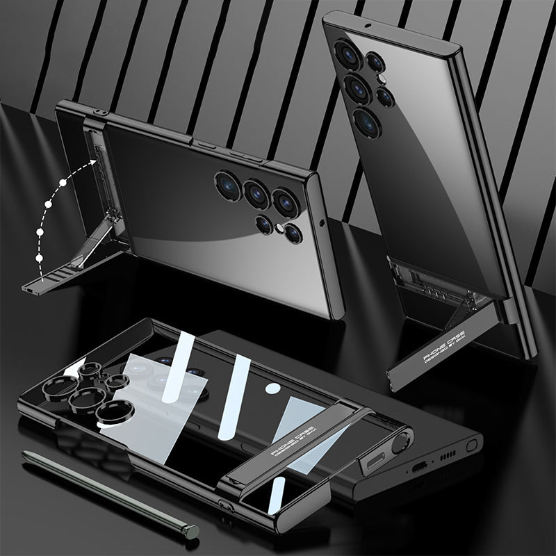 Transparent Plating Triumph Bracket Case For Samsung Galaxy S24 S23 Ultra