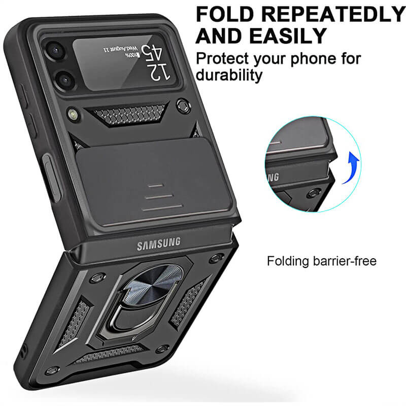 Drop Tested Cover with Magnetic Kickstand Car Mount Protective Case for Samsung Galaxy Z Flip4 Flip3 5G - GiftJupiter