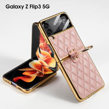 Luxury Leather Electroplating Diamond Protective Cover For Samsung Galaxy Z Flip4 Flip3 5G - GiftJupiter