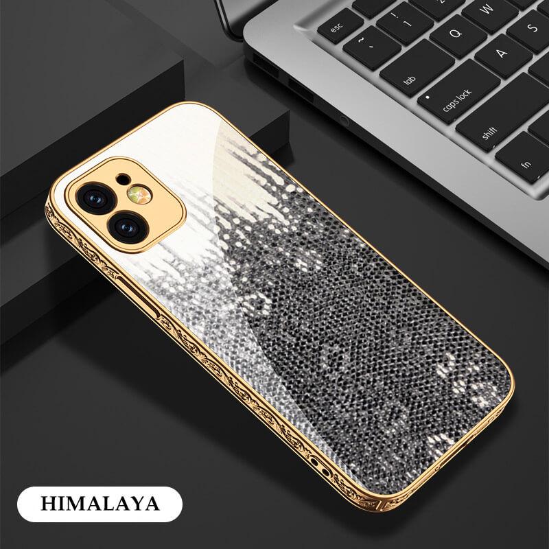 2021 Luxury Plating Anti-knock Carving Edge Protection Tempered Glass Case For iPhone - GiftJupiter