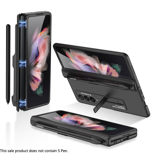 Magnetic Frame Plastic Stand All-included Case With S Pen Slot For Samsung Galaxy Z Fold4 Fold3 5G - GiftJupiter
