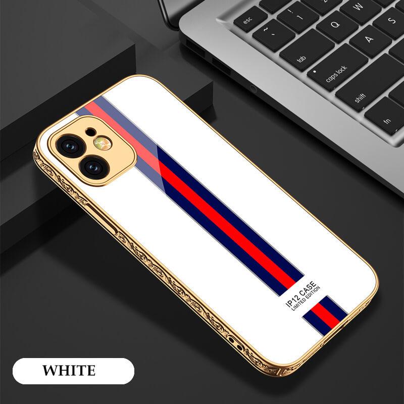 2021 Luxury Plating Anti-knock Carving Edge Protection Tempered Glass Case For iPhone - GiftJupiter