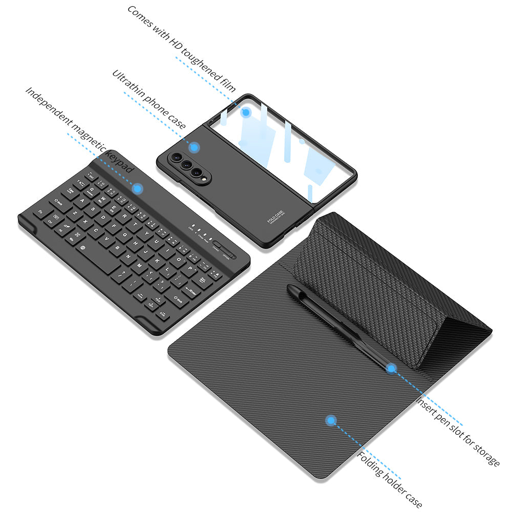 Bluetooth 3.0 Keyboard Magnetic All-inclusive Leather Cover For Samsung Galaxy Z Fold3 Fold4 5G Come With keyboard+Holster Bracket+Phone Case+Capacitive Pen - GiftJupiter