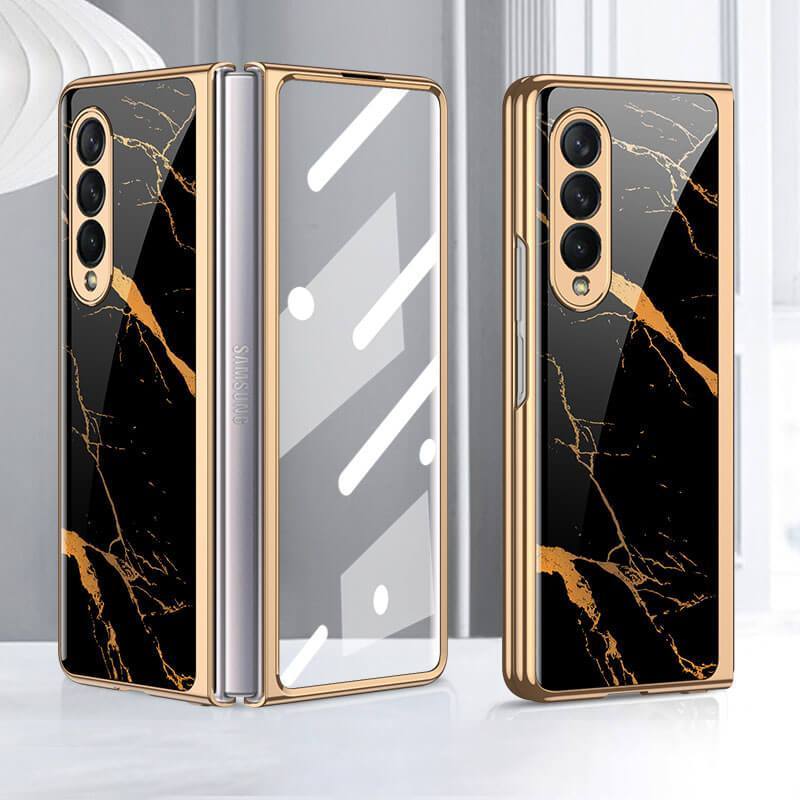 Tempered Glass Plating Case For Samsung Galaxy Z Fold 3 2 5G With Outer Screen Film - GiftJupiter