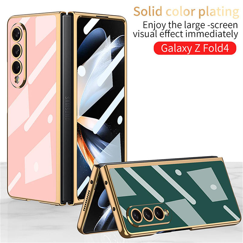 Light Luxury Style Solid Color Electroplating Cover With Back Screen Protector For Samsung Galaxy Z Fold 4 5G - GiftJupiter