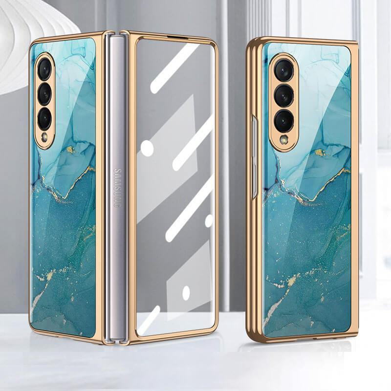 Tempered Glass Plating Case For Samsung Galaxy Z Fold 3 2 5G With Outer Screen Film - GiftJupiter