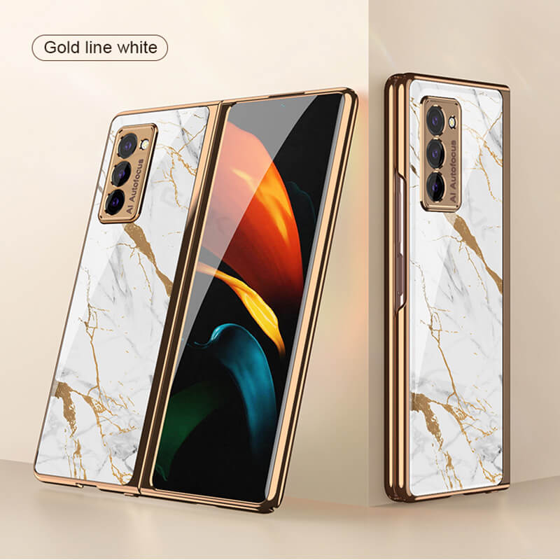 Galaxy Z Fold2 5G | Luxury Deer Tempered Glass Case Anti-knock Protective Hard Phone Cover - GiftJupiter