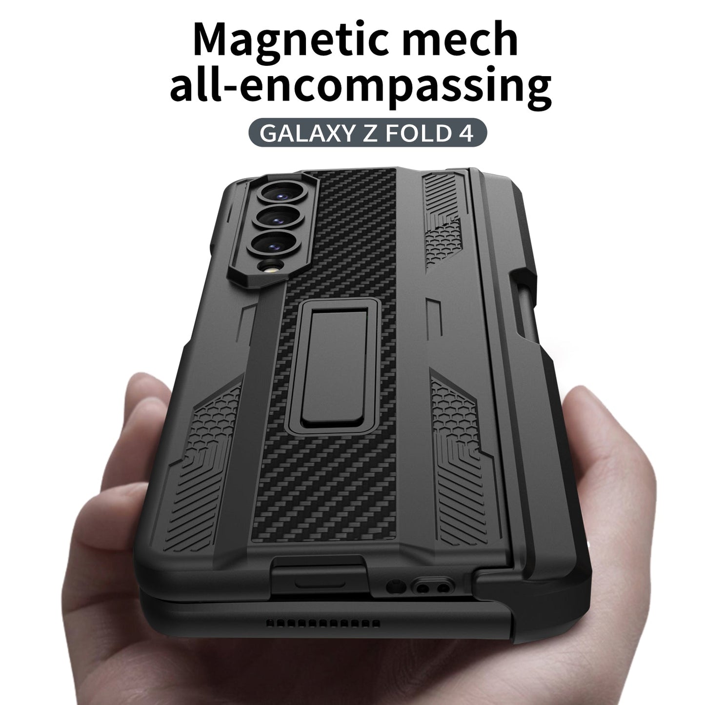 Magnetic Mech S Pen Slot Holder Case for Samsung Galaxy Z Fold4 Fold3 5G - GiftJupiter