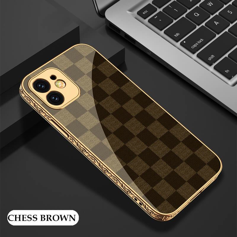 2021 Luxury Plating Anti-knock Carving Edge Protection Tempered Glass Case For iPhone - GiftJupiter