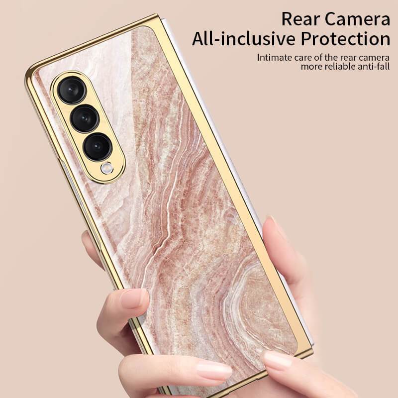 Marble Glass Case For Samsung Galaxy Z Fold4 Fold3 5G - GiftJupiter