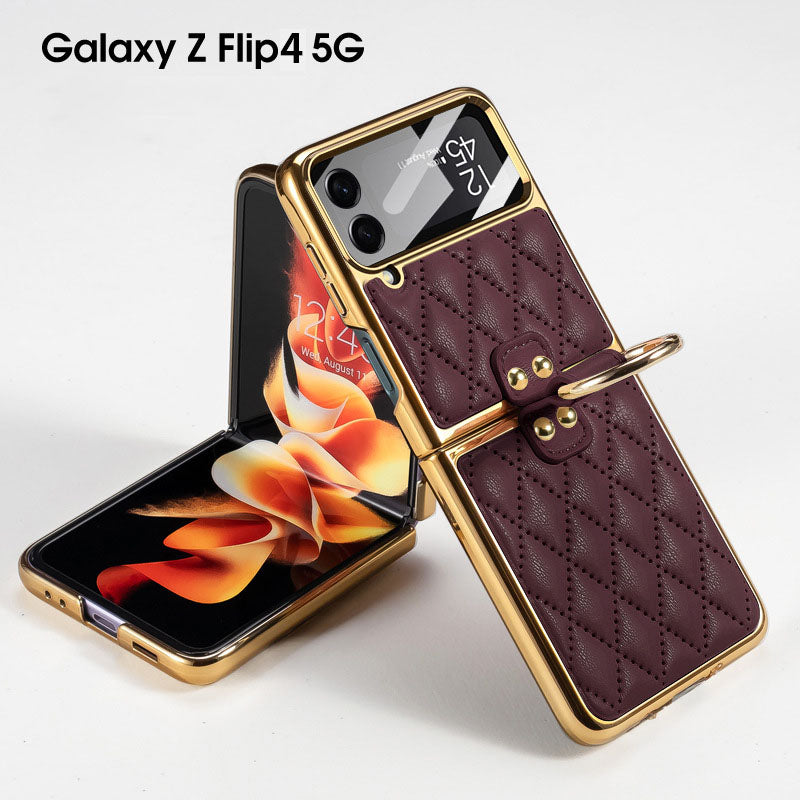 Luxury Leather Electroplating Diamond Protective Cover For Samsung Galaxy Z Flip4 Flip3 5G - GiftJupiter