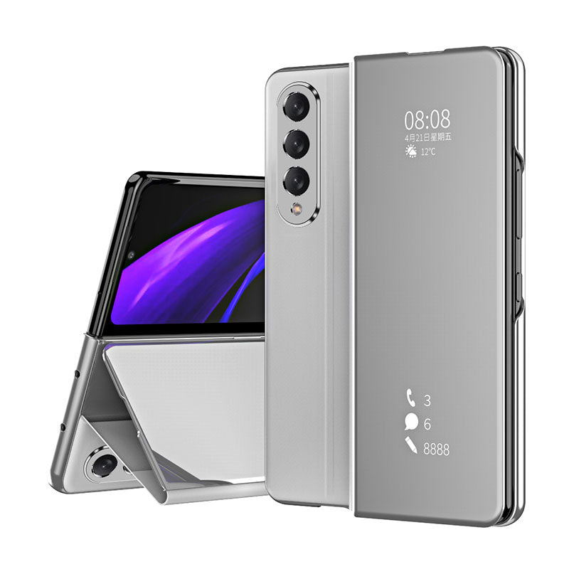 Smart Mirror Clear View Flip Case Luxury Magnetic Leather Kickstand Shockproof Cover For Samsung Galaxy Z Fold3 Fold4 Fold5 5G - GiftJupiter