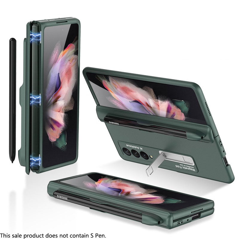 Magnetic Frame Plastic Stand All-included Case With S Pen Slot For Samsung Galaxy Z Fold4 Fold3 5G - GiftJupiter