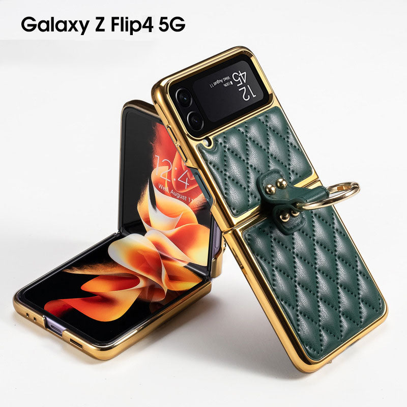 Luxury Leather Electroplating Diamond Protective Cover For Samsung Galaxy Z Flip 4 5G - GiftJupiter