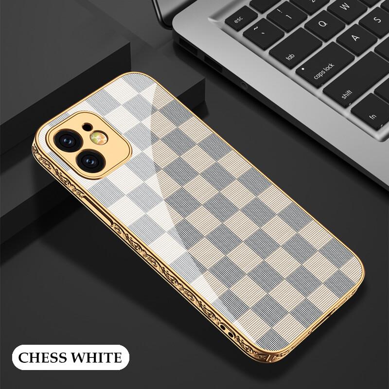 2021 Luxury Plating Anti-knock Carving Edge Protection Tempered Glass Case For iPhone - GiftJupiter