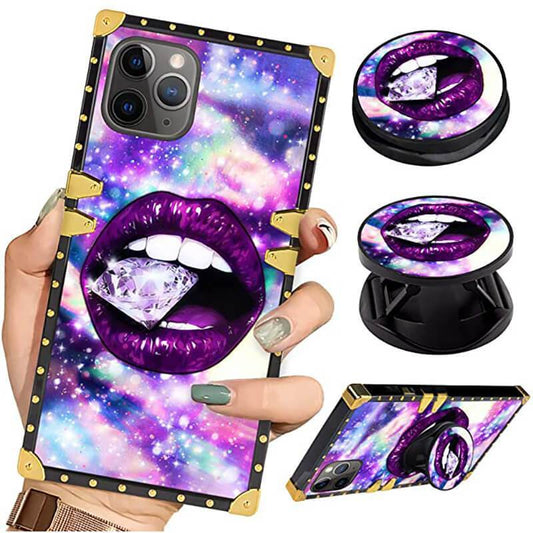 2021 Luxury Retro Elegant Square Phone Case With Popsocket For iPhone and Samsung - GiftJupiter
