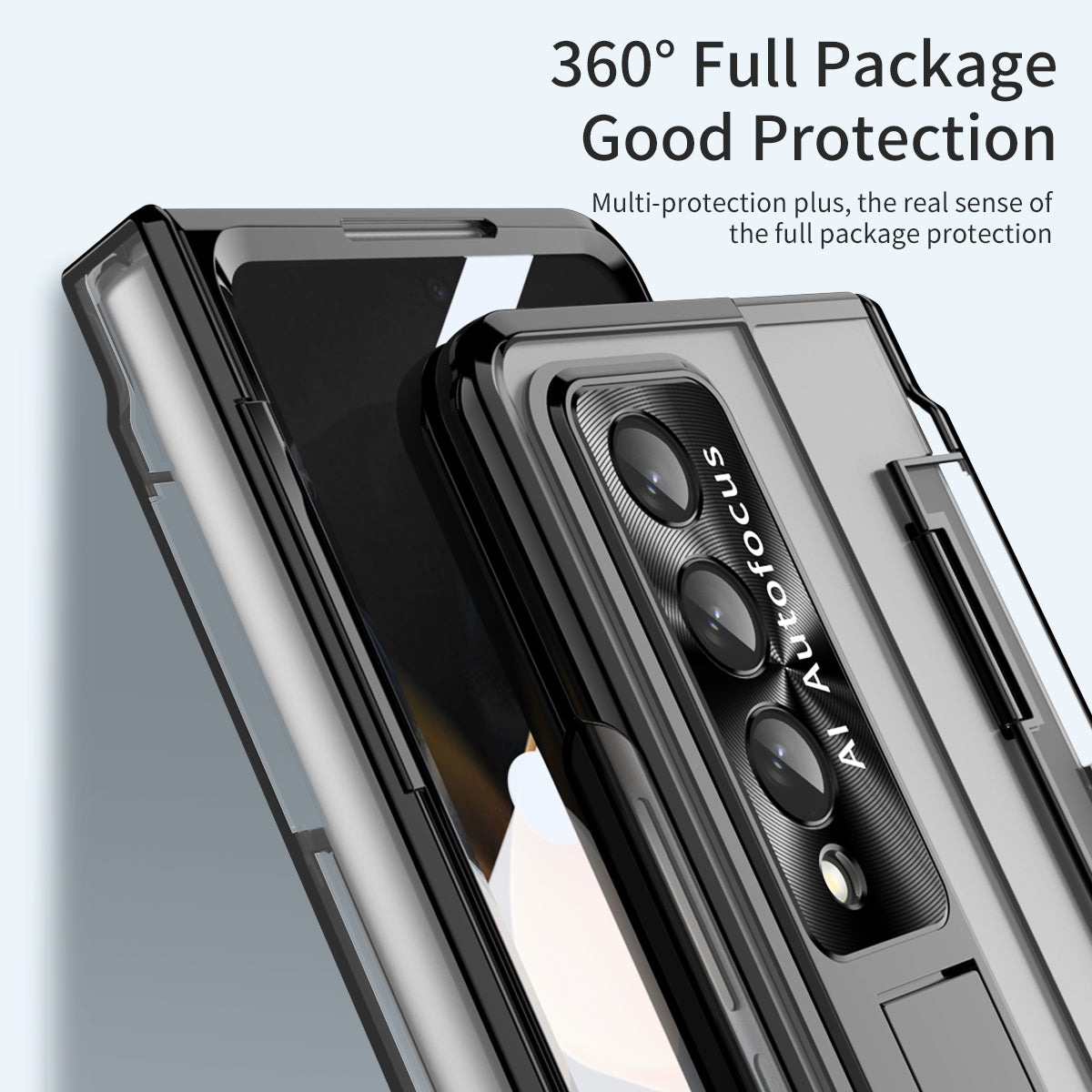 Enhanced Version of Armor Hinge Folding Magnetic Bracket Shell Case For Samsung Galaxy Z Fold3 Fold4 5G With S-Pen Slot & Stylus - mycasety2023 Mycasety